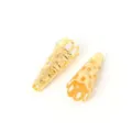 Two golden filigree cone flower caps for handmade jewelry making and DIY crafts - 8x22mm Bead Cap Style / 100 Pieces / Gold