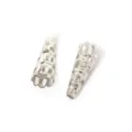 Detailed silver filigree cone bead caps for DIY jewelry making, hair sticks and earrings - 8x22mm Bead Cap Style / 100 Pieces / White Gold Color