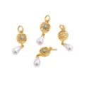 Set of 4 golden filigree flower pendants with teardrop pearls for DIY jewelry making - Jade Ring / 9x24mm (1 Piece/Pack) / Gold