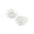 Silver filigree flower caps for DIY jewelry making hairpins and earrings - 3x14mm Bead Cap Style / 200 Pieces / White Gold Color