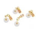 Gold plated ginkgo leaf and jade-like charm with lucky red character tag for DIY - Ping An Kou Fortune / 10x30mm (1 Piece) / White
