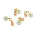 Chinese style gold sand pendants with green ring and blessing charms for DIY jewelry - Ping An Kou Fortune / 10x30mm (1 Piece) / Light Green