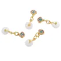 Elegant traditional gold-plated enamel cloud pendant with white jade-like round bead - Auspicious Cloud Peace Buckle / 10x28mm (1 Piece/Pack) / White