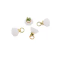 Set of 4 white lotus pod charms with gold metal loops for DIY jewelry making accessories - Lotus Pod / 11x11mm (1 Piece) / White