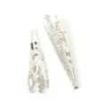 Silver filigree flower caps tassel end caps for DIY jewelry making and handmade crafts - Long Cone Hollow Bead Cap (8*40mm) / 50 Pcs/Pack / White Gold Color