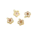 Handmade gold-plated cherry blossom charms with white enamel and red zircon center - Cherry Blossom / 13x16mm (1 Piece/Pack) / White