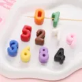 Colorful acrylic number beads for DIY jewelry and phone chain accessories - Number 9 (BSD852) / 5 Pieces (14x23mm) / Random Mixed Colors