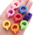 Multicolor acrylic alphabet beads shaped as letter Q for DIY jewelry making and handmade crafts - Letter Q / 10 Pieces (19x23mm) / Random Mixed Colors
