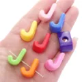 Colorful acrylic letter J loose beads for DIY handmade jewelry and phone chains - Letter J / 10 Pieces (14x21mm) / Random Mixed Colors