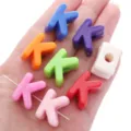 Colorful acrylic alphabet K beads for DIY jewelry making and handmade crafts - Letter K / 10 Pieces (15x21mm) / Random Mixed Colors