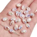 Irisierende unregelmäßige ABS-Imitationsperlen für DIY-Handwerk und Schmuckherstellung - Twist-Form / 2 Stück (7x10mm) / AB Weiß