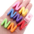 Assorted colorful acrylic alphabet beads letter N for DIY handmade jewelry projects - Letter N / 10 Pieces (17x21mm) / Random Mixed Colors