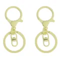 Zwei hellgelbe, candy-farbene, lackierte Metall-Schlüsselanhänger-Sets für DIY-Schmuck - Karabinerverschluss 24x34mm Wirbel 8x19mm Schlüsselring 30mm / 2 Stücke / Hellgelb