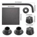 Matte black stainless steel shower set component dimensions with 20cm square head - 8 Inch Black Set / 8 Inch Square + 30cm Rod + 2 Black Knobs / Black