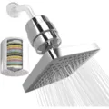 6 inch square rain shower head with 15-stage multi-layer water filter combo - Square Silver With Filter