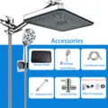 Complete shower system components including 11-inch rainfall head and 8-function hand shower - 11 Inch American Starry Set