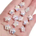 Irisierende ABS Sternperlen mit Perlglanz-AB-Finish für DIY-Schmuckherstellung - Stern / 2 Stück/Packung (12mm) / AB Weiß