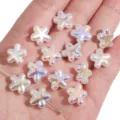 Irisierende weiße sternförmige ABS-Perlen für handgefertigten DIY-Schmuck zum Basteln - Seesternform / 2 Stück/Packung (12mm) / AB Weiß