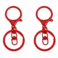Zweiteiliges rotes Metall-Schlüsselanhänger-Set mit Karabinerverschluss für DIY - Karabinerverschluss 24x34mm Wirbel 8x19mm Schlüsselring 30mm / 2 Stücke / Rot