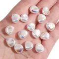 Unregelmäßig geformte schillernde Kunstperlen für die handgefertigte DIY-Halsketten - Steinförmig / 2 Stück (10x11mm) / AB Weiß
