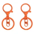 Zwei Sets lebhafter orangefarbener Schlüsselanhänger DIY Metallzubehör im Süßigkeiten-Look - Karabinerverschluss 24x34mm Wirbel 8x19mm Schlüsselring 30mm / 2 Stücke / Orangerot