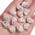 Irisierende unregelmäßige Barock-Imitationsperlen für handgefertigte DIY-Schmuckprojekte - Unregelmäßige Bohnenform / 2 Stück (11x15mm) / AB Weiß