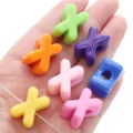 Vibrant colorful X-shaped acrylic loose beads for DIY handmade jewelry and phone chains - Letter X / 10 Pieces (15x21mm) / Random Mixed Colors