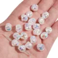 Unregelmäßige ABS-Imitationsperlen mit irisierendem Finish für DIY-Schmuck - Außerirdischer / 2 Stück/Packung (10mm) / AB Weiß