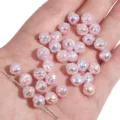 Unregelmäßige rosa schillernde ABS-Perlen für DIY-Handwerk und Schmuckherstellung - UFO-Form / 2 Stück (8mm) / Irisierendes Rosa