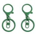 Zwei grüne Metall-Schlüsselanhänger mit Drehgelenk und Ring für DIY-Bastelprojekte - Karabinerverschluss 24x34mm Wirbel 8x19mm Schlüsselring 30mm / 2 Stücke / Dunkelgrün