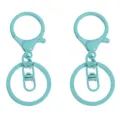 Mintgrüner matter Metall-Karabinerverschluss-Schlüsselanhänger für DIY-Schmuckzubehör - Karabinerverschluss 24x34mm Wirbel 8x19mm Schlüsselring 30mm / 2 Stücke / Hellblau
