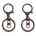 Braunes mattes Metall-Schlüsselanhänger-Set mit Karabinerverschluss und großem Ring - Karabinerverschluss 24x34mm Wirbel 8x19mm Schlüsselring 30mm / 2 Stücke / Kaffee