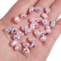 Irisierende rosa bohnenförmige ABS-Imitationsperlen für DIY-Schmuckherstellung - Kleine Bohnenform / 2 Stück (9x7mm) / Irisierendes Rosa