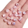 Irisierende rosa unregelmäßige ABS-Perlen für handgefertigten DIY-Schmuckmaterial - Kleine Steinform / 2 Stück (8x9mm) / Irisierendes Rosa