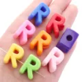Vibrant colorful acrylic letter R beads for DIY jewelry and phone chain accessories - Letter R (BSD852) / 10 Pieces (15x20mm) / Random Mixed Colors