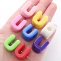 Colorful U-shaped acrylic beads for DIY handmade jewelry and mobile phone chains. - Letter U (BSD852) / 10 Pieces (17x20mm) / Random Mixed Colors