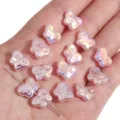 Irisierende rosa Schmetterlingsperlen aus ABS für DIY-Schmuck und Bastelarbeiten - Schmetterling / 2 Stück (13x10mm) / Irisierendes Rosa