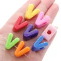 Assorted colorful V-shaped acrylic alphabet letter beads for DIY jewelry and crafts - Letter V (BSD852) / 10 Pieces (17x21mm) / Random Mixed Colors