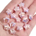 Irisierende rosa sternförmige ABS-Perlen für handgefertigten DIY-Schmuck zum Basteln. - Stern / 2 Stück/Packung (12mm) / Irisierendes Rosa