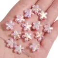 Irisierende rosa Stern-Blumen-ABS-Perlen für DIY-Schmuckherstellung auf der Hand - Seesternform / 2 Stück/Packung (12mm) / Irisierendes Rosa