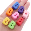 Colorful acrylic alphabet beads shaped as letter B for DIY jewelry making and crafts - Letter B (BSD852) / 10 Pieces (15x21mm) / Random Mixed Colors