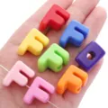 Colorful acrylic letter F beads for DIY jewelry and phone chain accessories - Letter F (BSD852) / 10 Pieces (15x20mm) / Random Mixed Colors