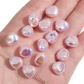 Rosa irisierende unregelmäßige ABS-Imitationsperlen für DIY-Handwerksschmuck - Steinförmig / 2 Stück (10x11mm) / Irisierendes Rosa