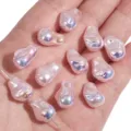 Unregelmäßige rosa irisierende ABS-Kunstperlen für DIY-Schmuckherstellung Zubehör - Große Twist-Form / 2 Stück (11x15mm) / Irisierendes Rosa