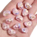 Variante der unregelmäßigen rosa Perlglanz-ABS-Perlen für DIY-Schmuck und Halskettenmaterial - Unregelmäßige Bohnenform / 2 Stück (11x15mm) / Irisierendes Rosa