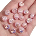 Handgefertigte unregelmäßige rosa ABS-Imitationsperlen mit Aurora-Finish für DIY-Schmuck - Außerirdischer / 2 Stück/Packung (10mm) / Irisierendes Rosa