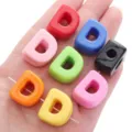 Assorted colorful acrylic letter D alphabet beads for DIY jewelry making crafts - Letter D / 10 Pieces (17x20mm) / Random Mixed Colors