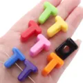 Vibrant T-shaped colorful acrylic alphabet loose beads for DIY handmade jewelry crafts - Letter T / 10 Pieces (14x21mm) / Random Mixed Colors