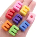 Set of colorful acrylic letter E beads for DIY jewelry making and handmade accessories - Letter E / 10 Pieces (16x21mm) / Random Mixed Colors