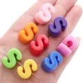 Colorful S-shaped acrylic alphabet beads for DIY jewelry making and crafts - Letter S / 10 Pieces (14x20mm) / Random Mixed Colors